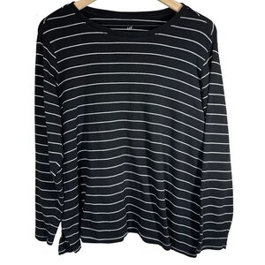 J. Jill XL Petite Long Sleeve Pima Crew Neck Tee Striped Essential Basic Cotton